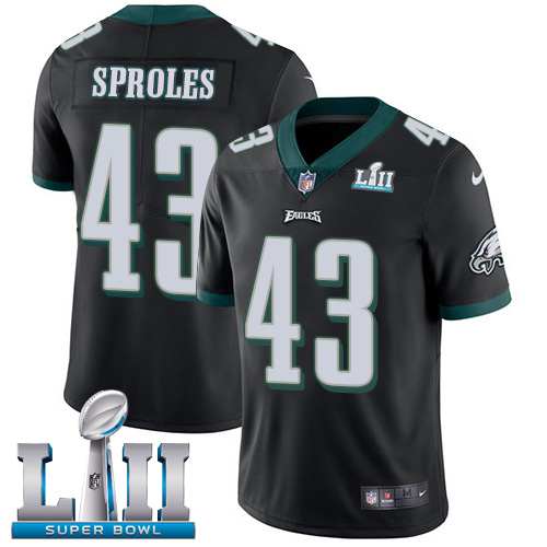 Nike Eagles #43 Darren Sproles Black Alternate Super Bowl LII Youth Stitched NFL Vapor Untouchable Limited Jersey - Click Image to Close